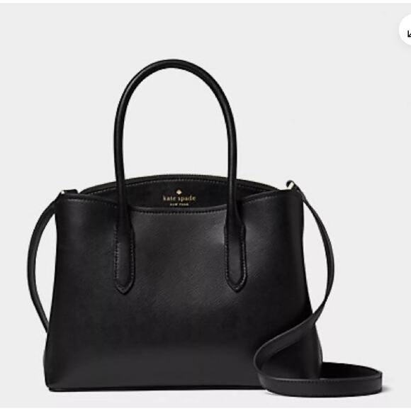 Kate Spade Rory Medium Black Saffiano Leather Crossbody Satchel Bag - Picture 1 of 9